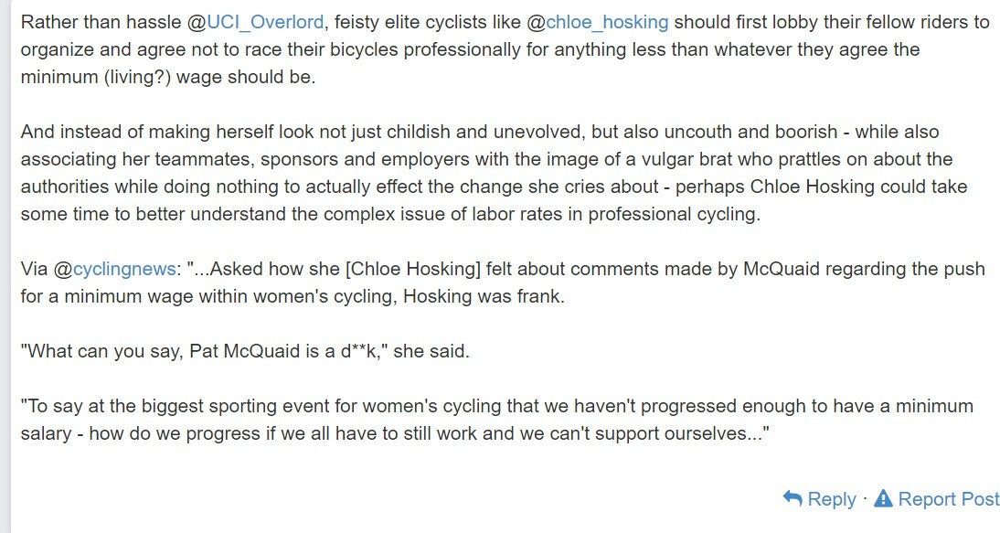 Statement on the UCI Transgender Ban